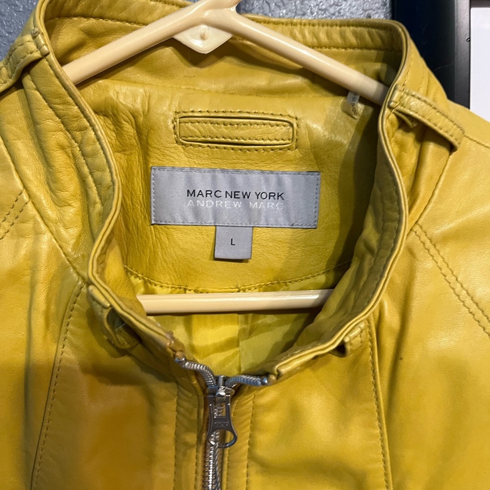 Marc New York Yellow Leather Motorcycle Jacket